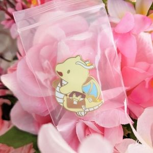 Cute Dragonite & Pikachu in bag hard enamel pin